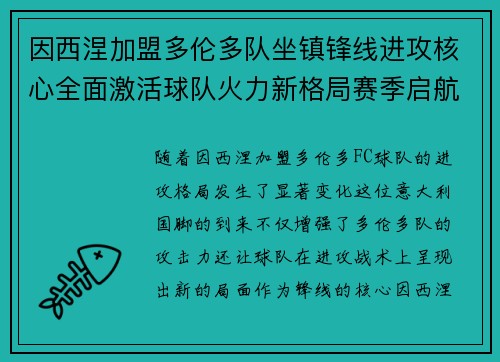 因西涅加盟多伦多队坐镇锋线进攻核心全面激活球队火力新格局赛季启航